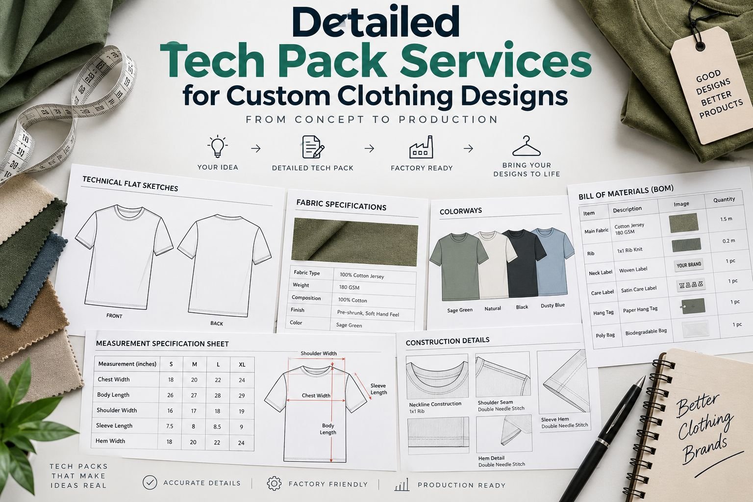 Detailed Tech Pack Services for Custom Clothing Designs