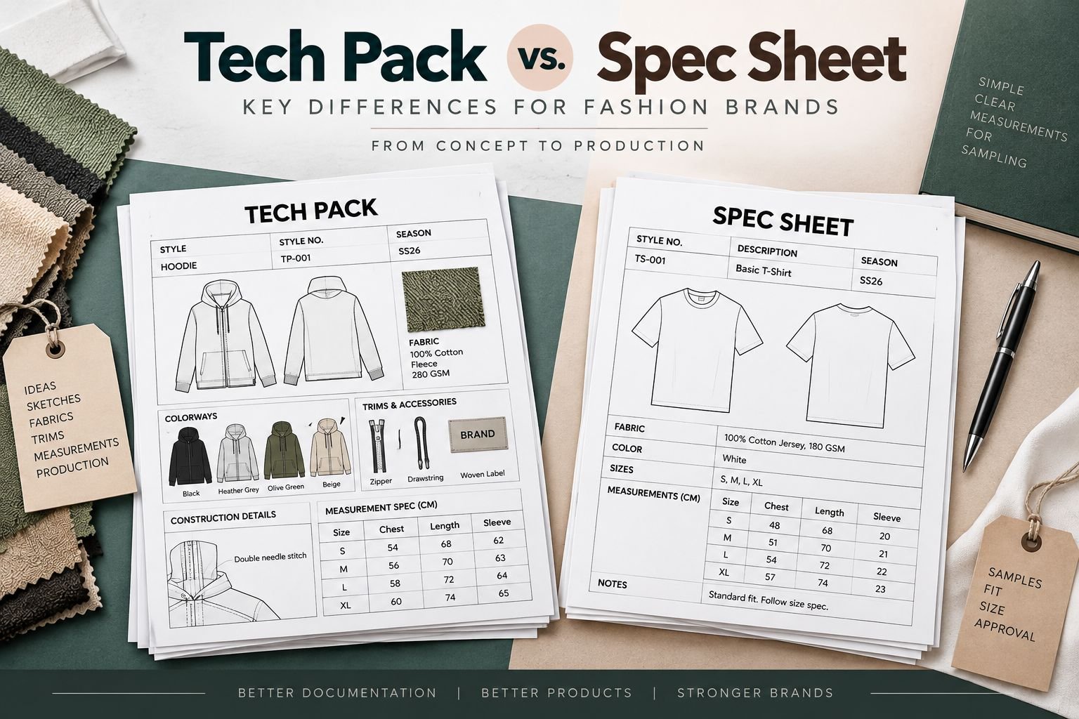 Tech Pack vs. Spec Sheet: What’s the Difference? A Complete Guide for Fashion Brands