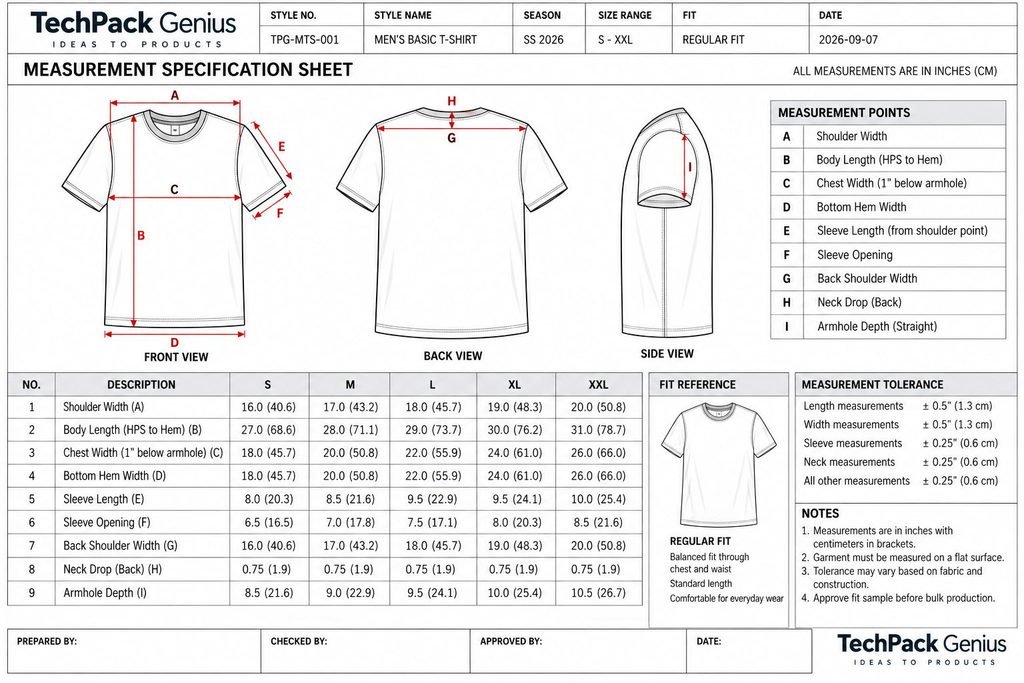 What Is a Tech Pack? 5 Measurement Specification Sheet