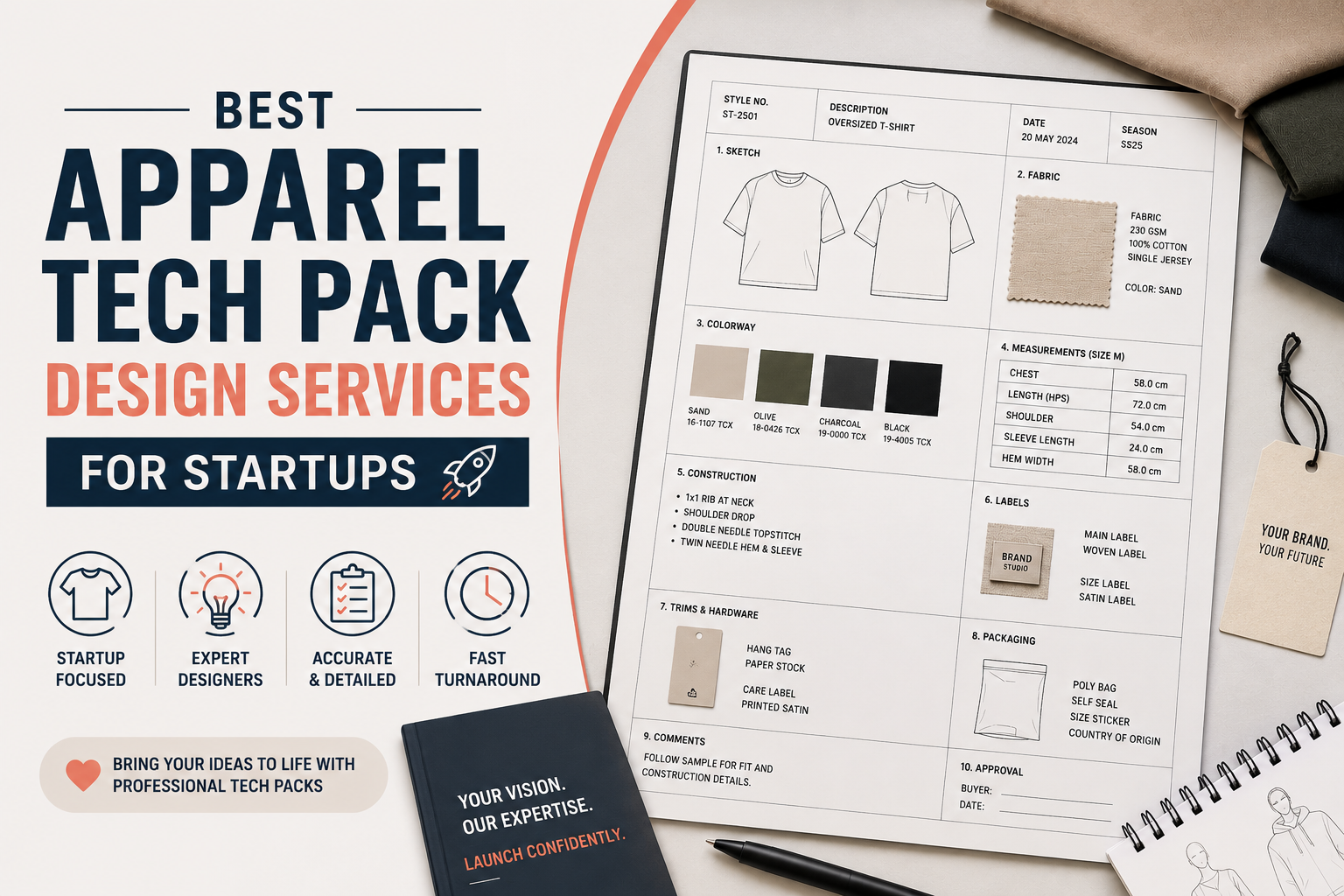 Best apparel tech pack design services for startups