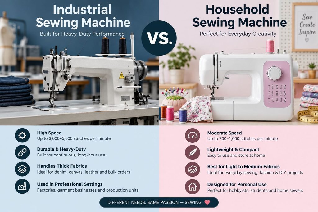 Industrial Sewing Machine: Complete Guide to Buying 2 Industrial Sewing Machine vs. Household Sewing Machine 1